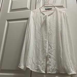 Zara Sheer White Bowtie Blouse NWOT